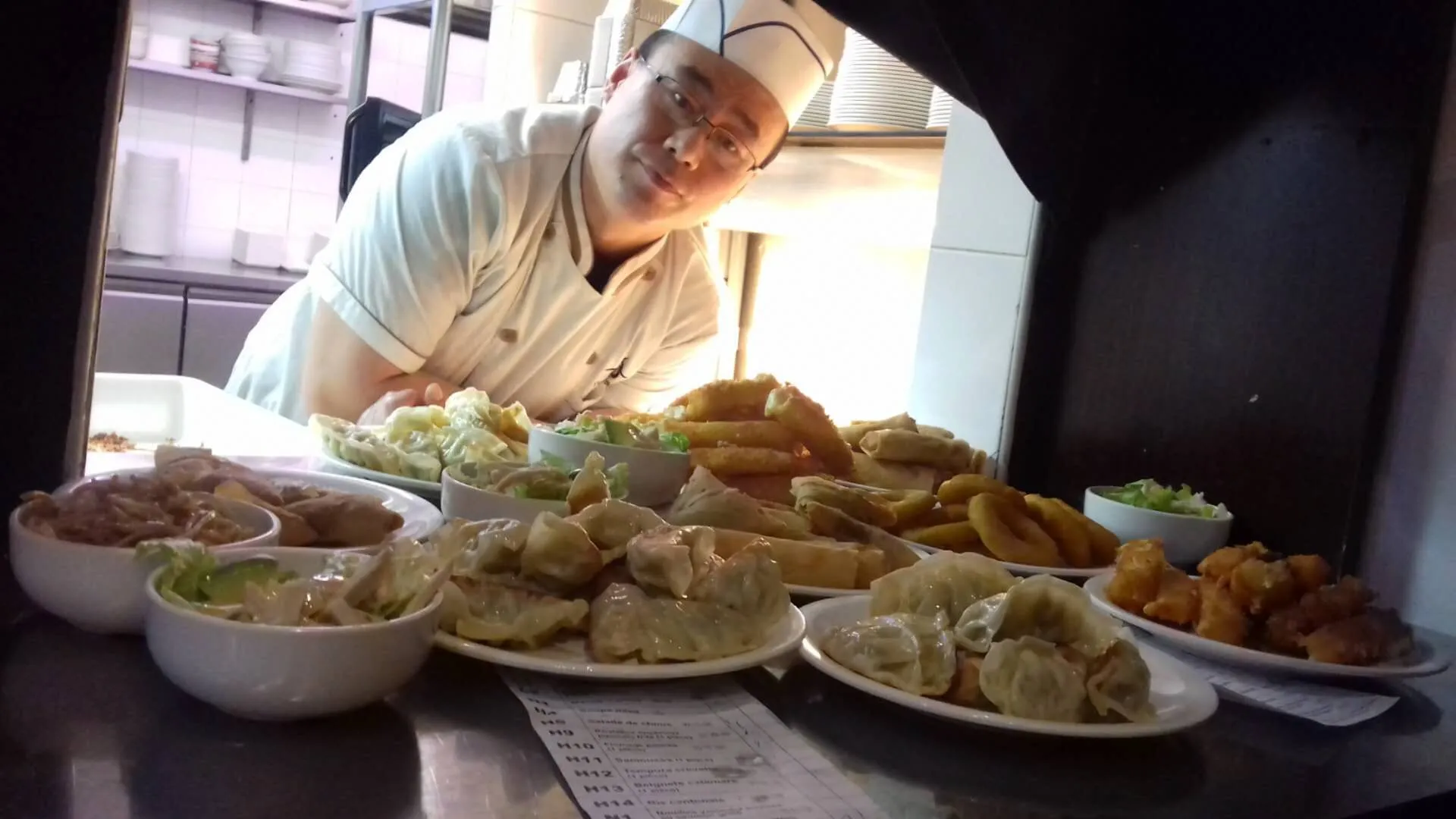 A meal of traditional Tibetan dishes prepared for sponsors and guests