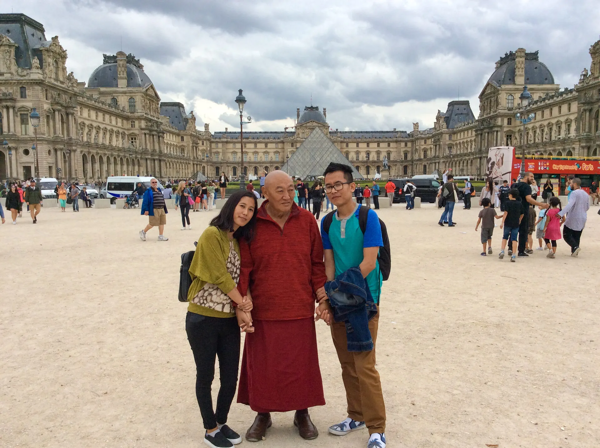 The founder with members of the community at the Louvre in Paris